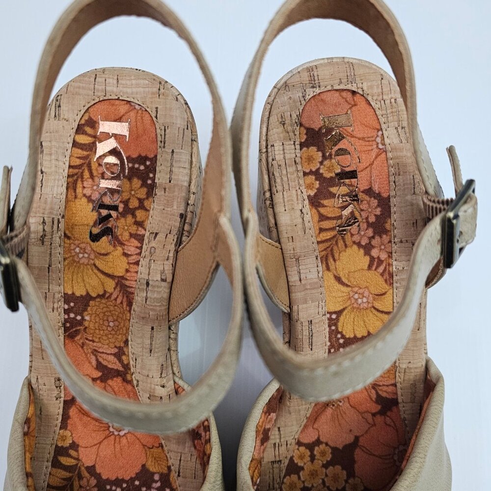 Korks By Kork Ease Calda Platform Sandal Women 10 Beige Cork Chunky Heel Y2K NEW - Picture 8 of 13
